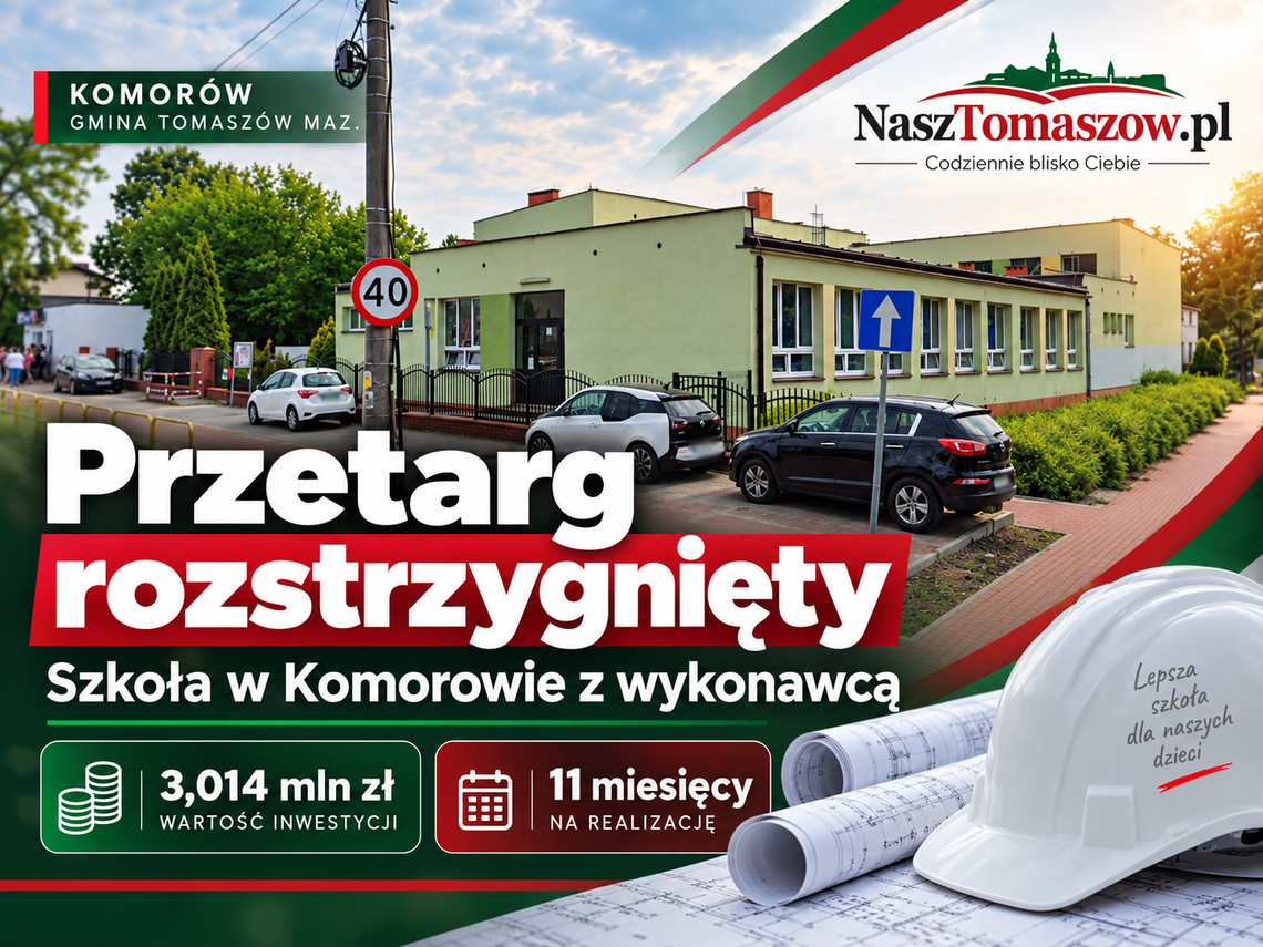 Przetarg na rozbudowę szkoły w Komorowie rozstrzygnięty. KAPIBARA z ofertą za 3,014 mln zł