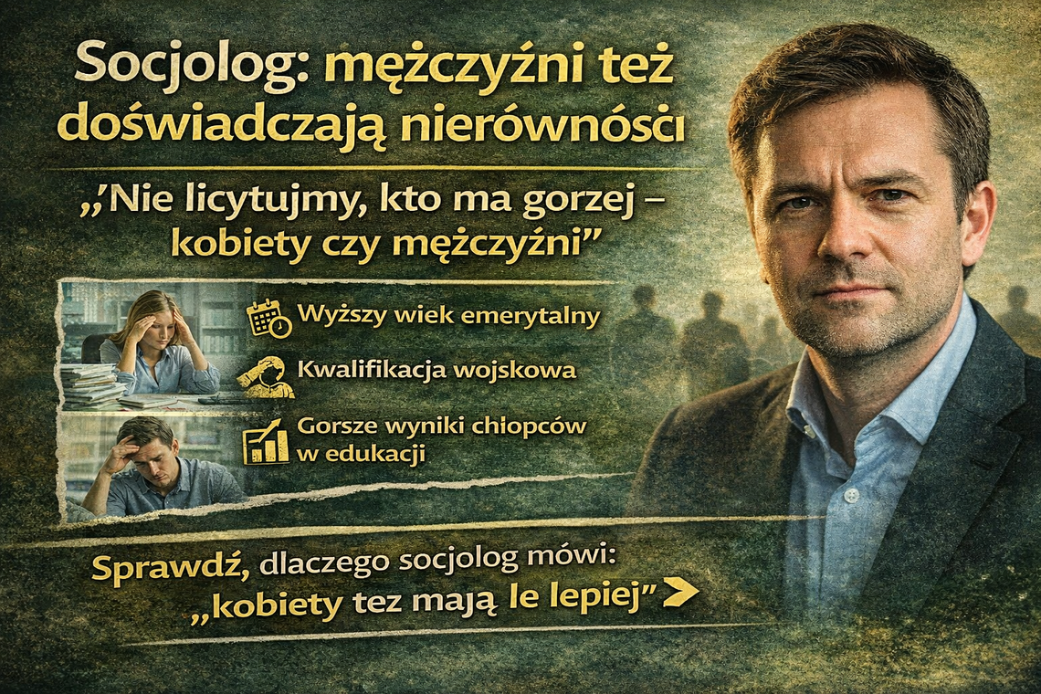 Socjolog: mężczyźni też doświadczają nierówności. „Nie licytujmy, kto ma gorzej – kobiety czy mężczyźni”