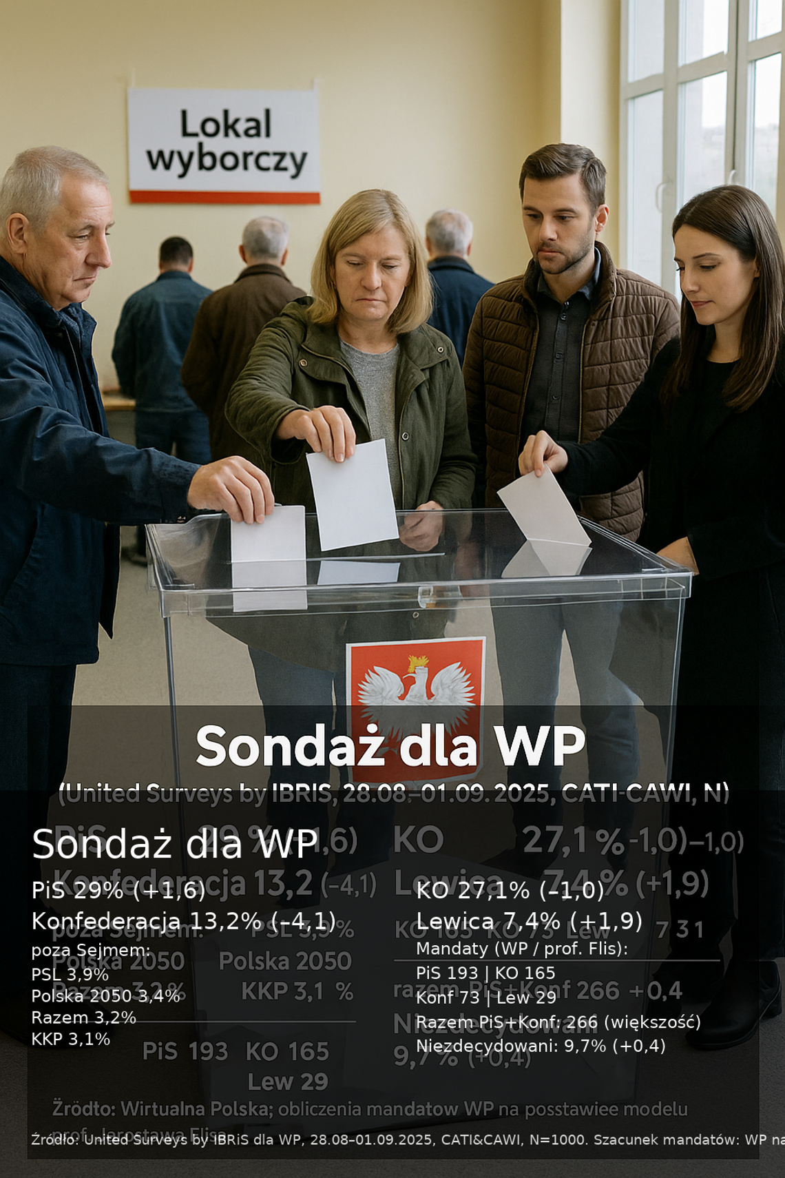 Sondaż dla WP: PiS i Konfederacja z większością parlamentarną; w Sejmie też KO i Lewica