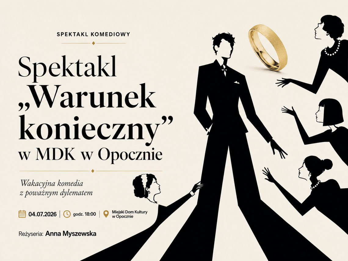 Spektakl „Warunek konieczny” w MDK w Opocznie. Wakacyjna komedia z poważnym dylematem