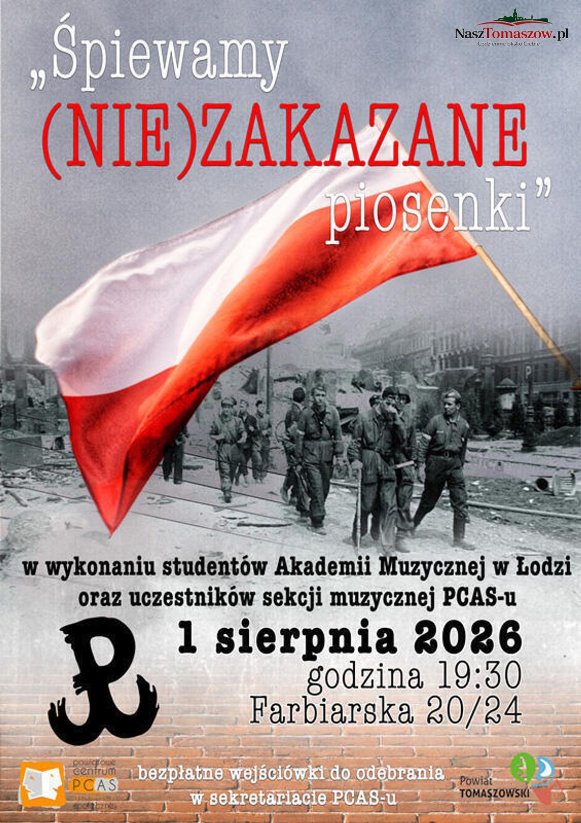 „Śpiewamy (NIE)ZAKAZANE piosenki”. Muzyczne obchody rocznicy Powstania Warszawskiego w PCAS „Śpiewamy (NIE)ZAKAZANE piosenki”. Muzyczne obchody rocznicy Powstania Warszawskiego w PCAS