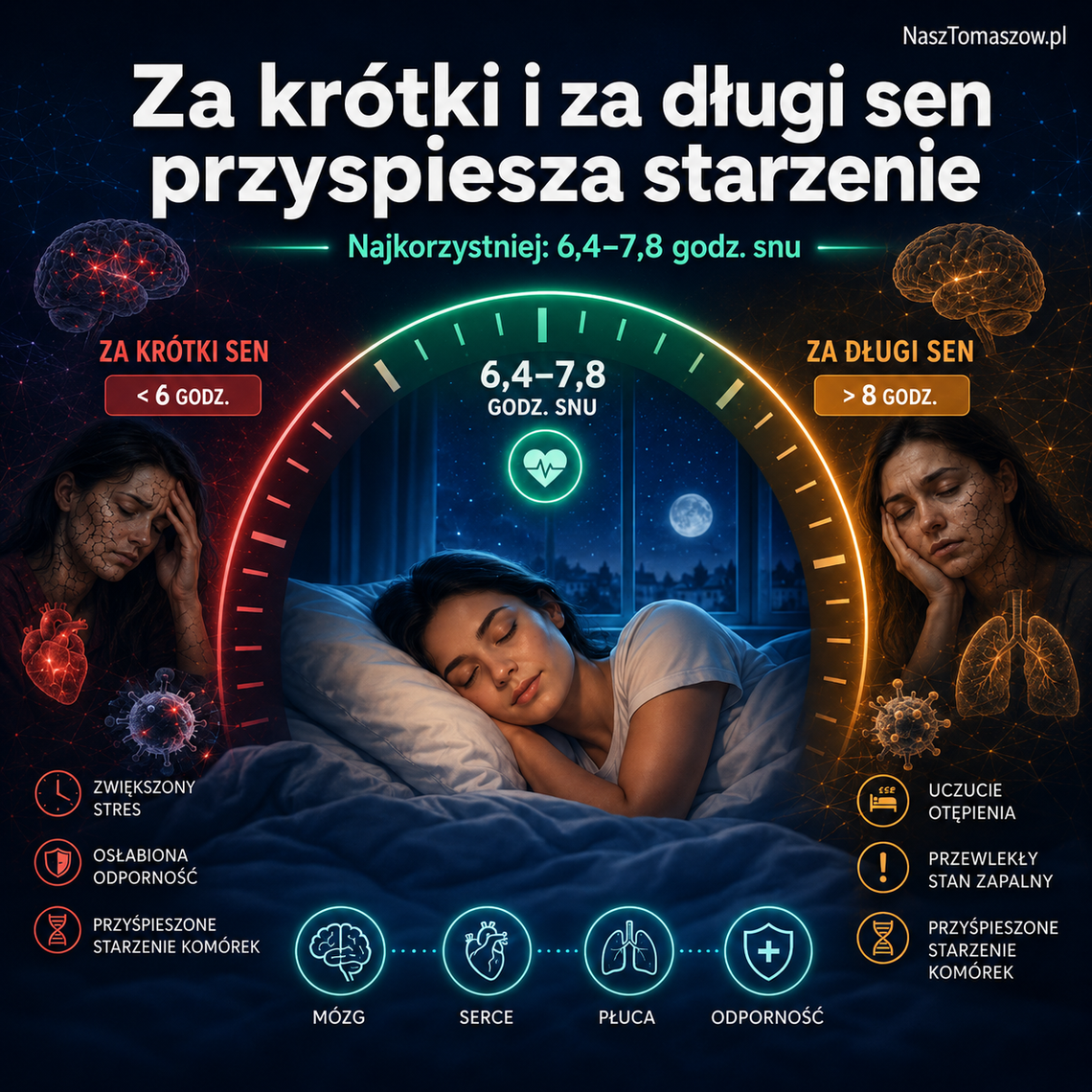 Śpisz za krótko albo za długo? Organizm może starzeć się szybciej. Naukowcy wskazali najlepszy przedział