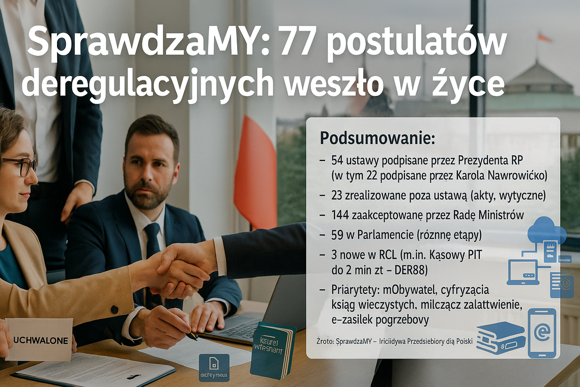 SprawdzaMy: 77 postulatów deregulacyjnych przedstawionych przez przedsiębiorców weszło w życie SprawdzaMy: 77 postulatów deregulacyjnych przedstawionych przez przedsiębiorców weszło w życie