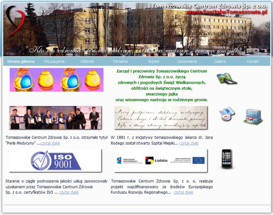 Strona internetowa Tomaszowskiego Centrum Zdrowia Sp. z o.o.