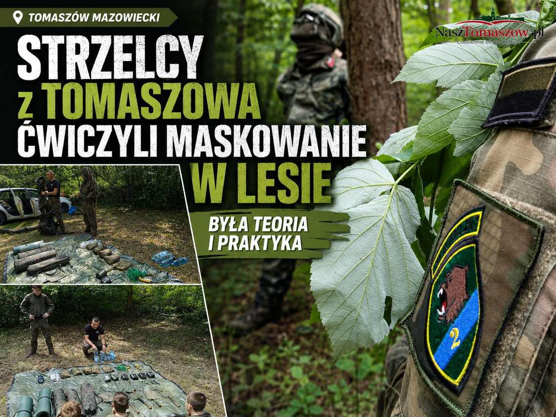 Strzelcy z Tomaszowa ćwiczyli maskowanie w lesie. Była teoria i praktyka Strzelcy z Tomaszowa ćwiczyli maskowanie w lesie. Była teoria i praktyka