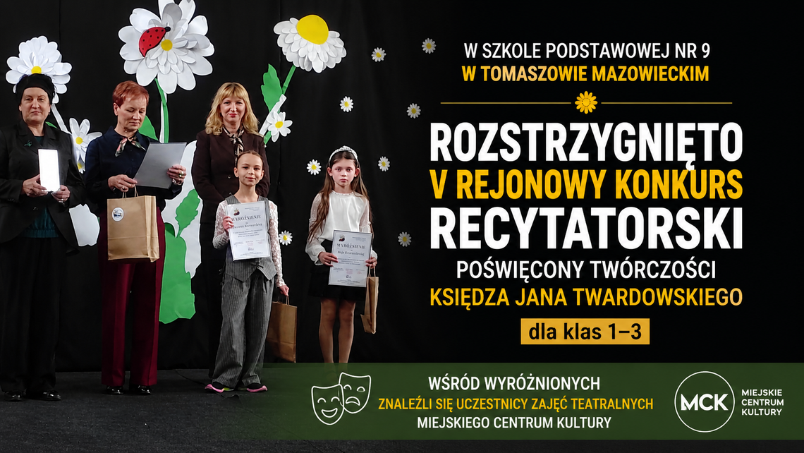 Sukcesy młodych recytatorów z Tomaszowa. Uczestnicy zajęć MCK nagrodzeni w konkursie