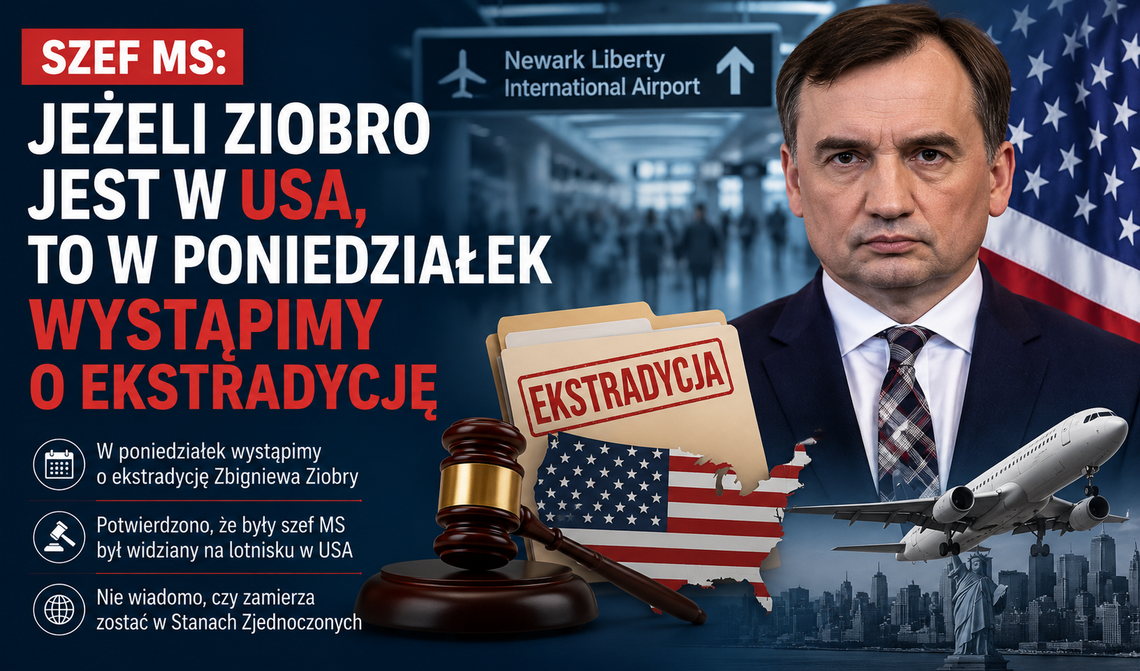 Szef MS: jeżeli Ziobro jest w USA, to w poniedziałek wystąpimy o ekstradycję (krótka)