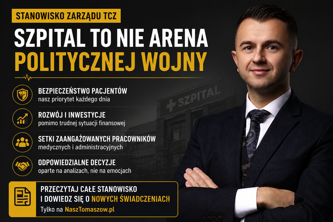 „Szpital to nie arena politycznej wojny”. Mocna odpowiedź na zarzuty wokół TCZ
