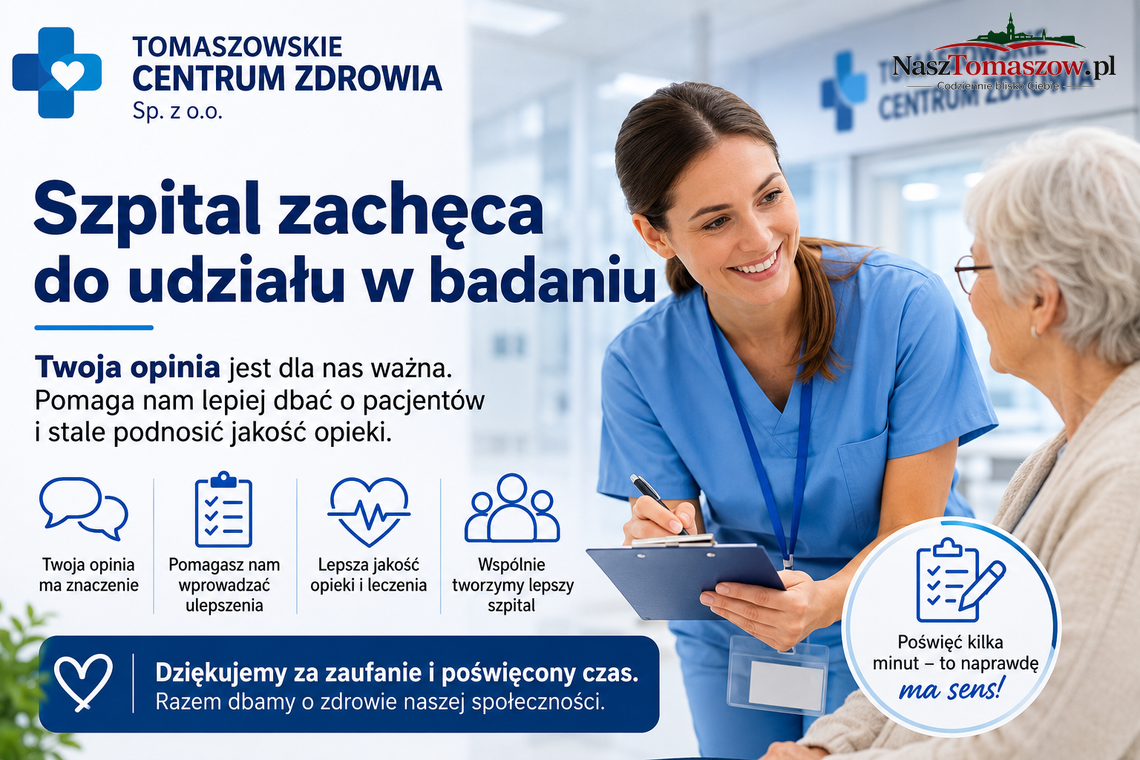 Szpital w Tomaszowie prosi pacjentów o opinie. Ruszyła ankieta o jakości opieki