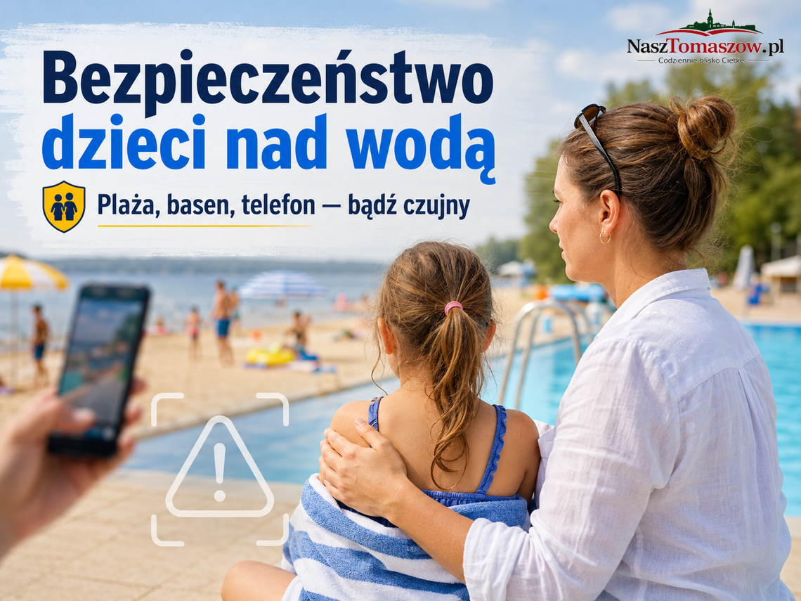Telefon na plaży, dziecko w kadrze. Ekspertka ostrzega, a Tomaszów ma własną historię pytań bez odpowiedzi