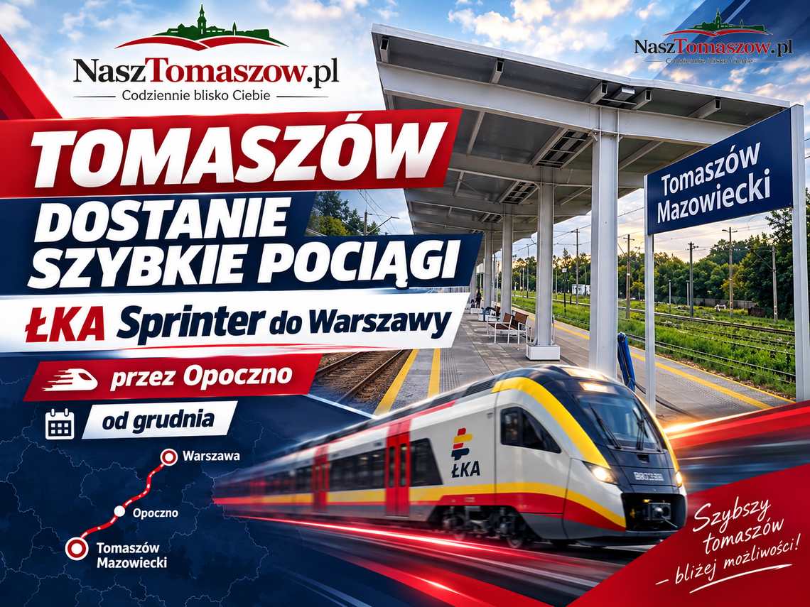 Tomaszów na trasie ŁKA Sprinter. Od grudnia szybkie pociągi do Warszawy