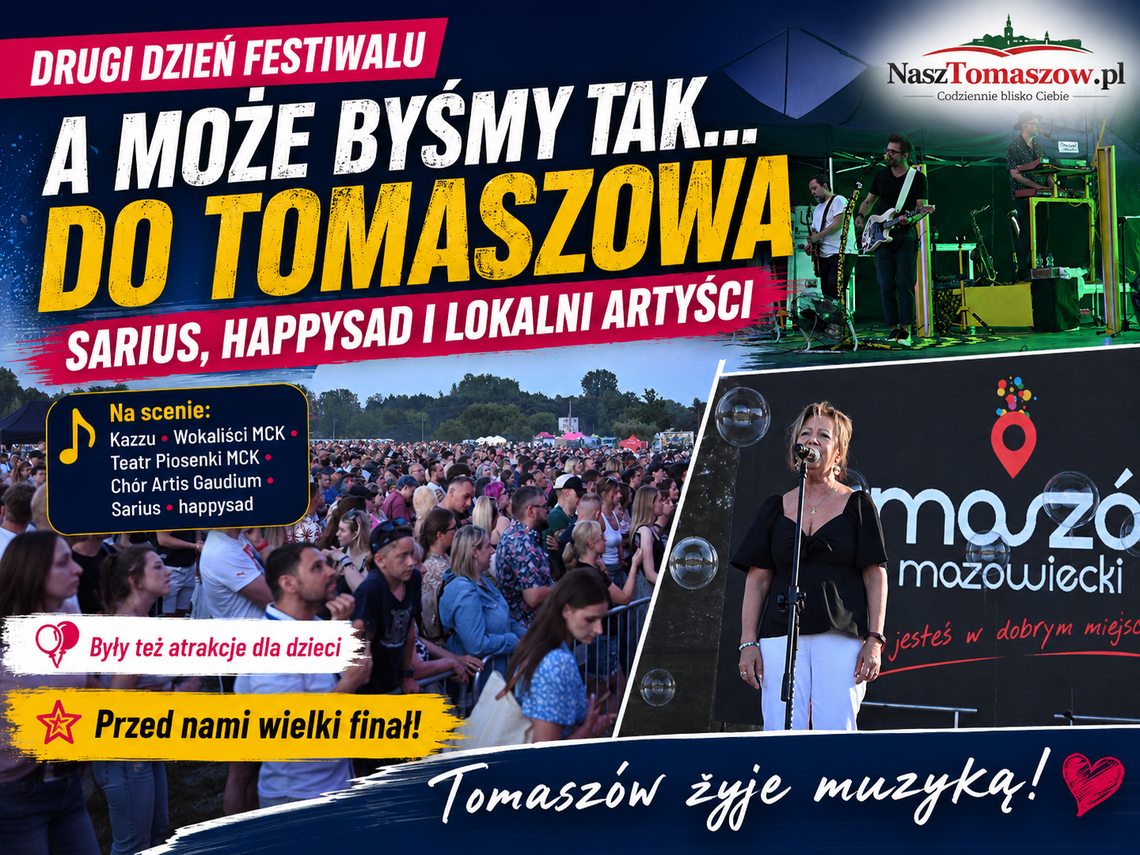 Tomaszów śpiewał drugi dzień. Sarius, happysad i lokalni artyści na scenie