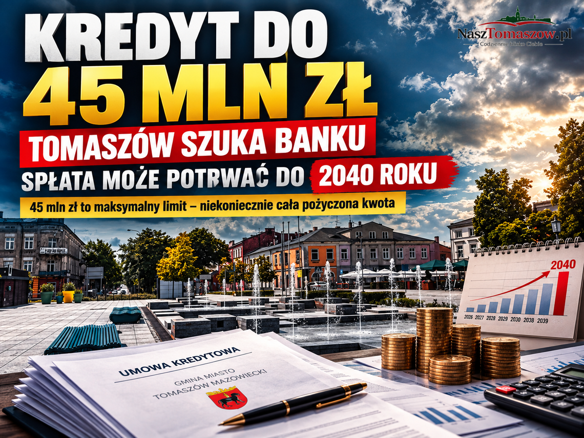 Tomaszów szuka banku na kredyt do 45 mln zł. Spłata rozpisana do 2040 roku Tomaszów szuka banku na kredyt do 45 mln zł. Spłata rozpisana do 2040 roku