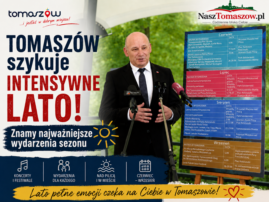 Tomaszów szykuje intensywne lato. Znamy najważniejsze wydarzenia sezonu Tomaszów szykuje intensywne lato. Znamy najważniejsze wydarzenia sezonu