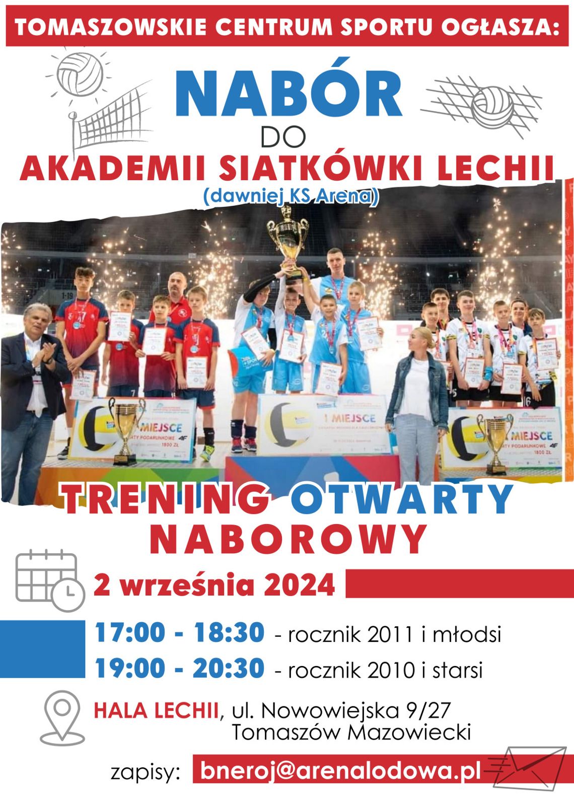 Tomaszowskie Centrum Sportu ogłasza nabór do Akademii Siatkówki Lechii