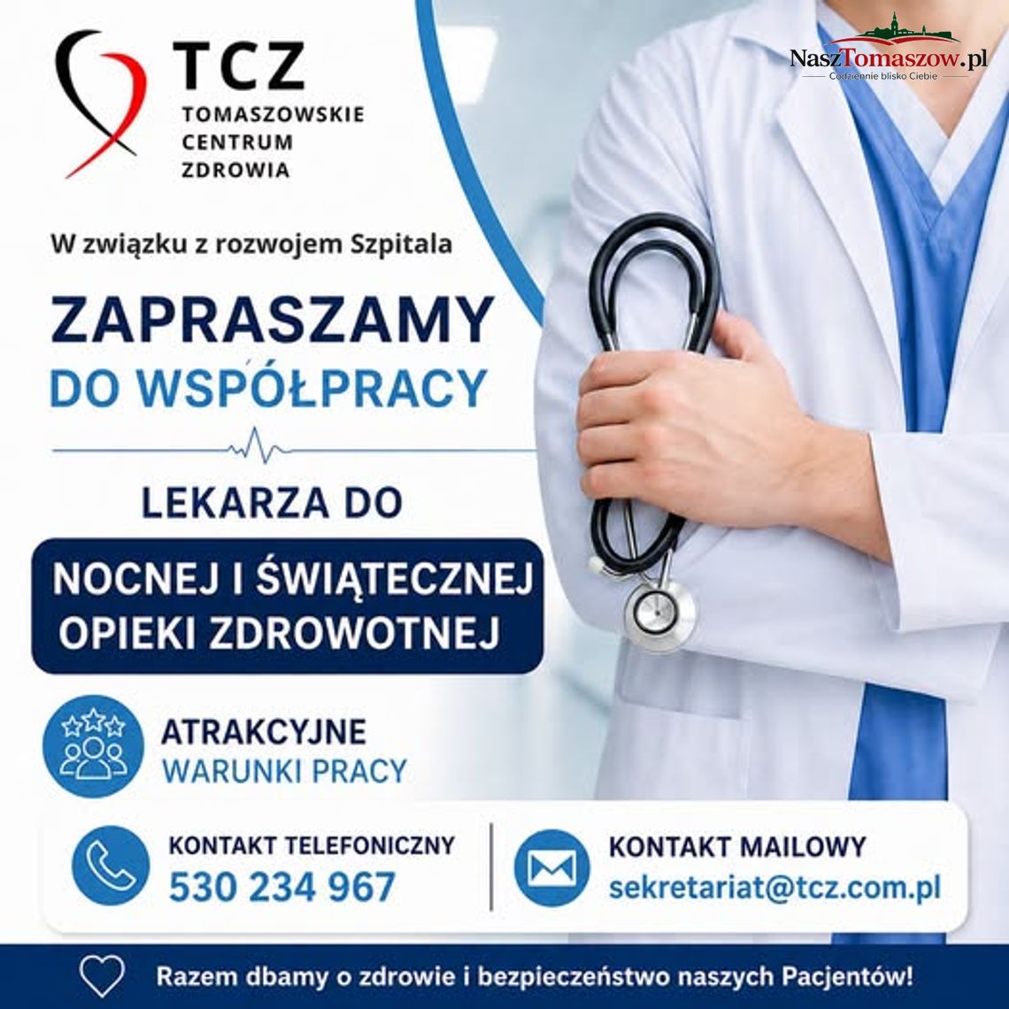 Tomaszowskie Centrum Zdrowia szuka lekarza do nocnej i świątecznej opieki Tomaszowskie Centrum Zdrowia szuka lekarza do nocnej i świątecznej opieki