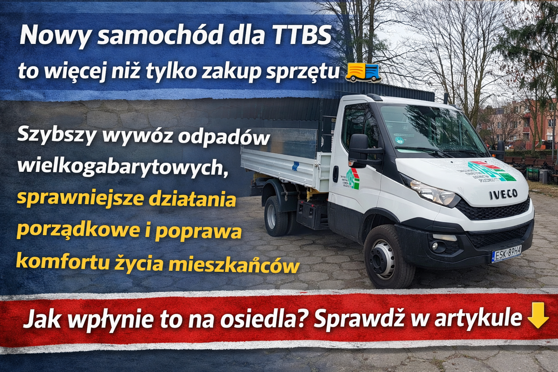 Tomaszowskie TBS inwestuje w rozwój. Nowy samochód dostawczy usprawni gospodarkę odpadami