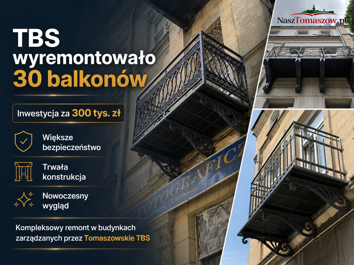 Tomaszowskie TBS wyremontowało 30 balkonów. Inwestycja kosztowała 300 tysięcy złotych