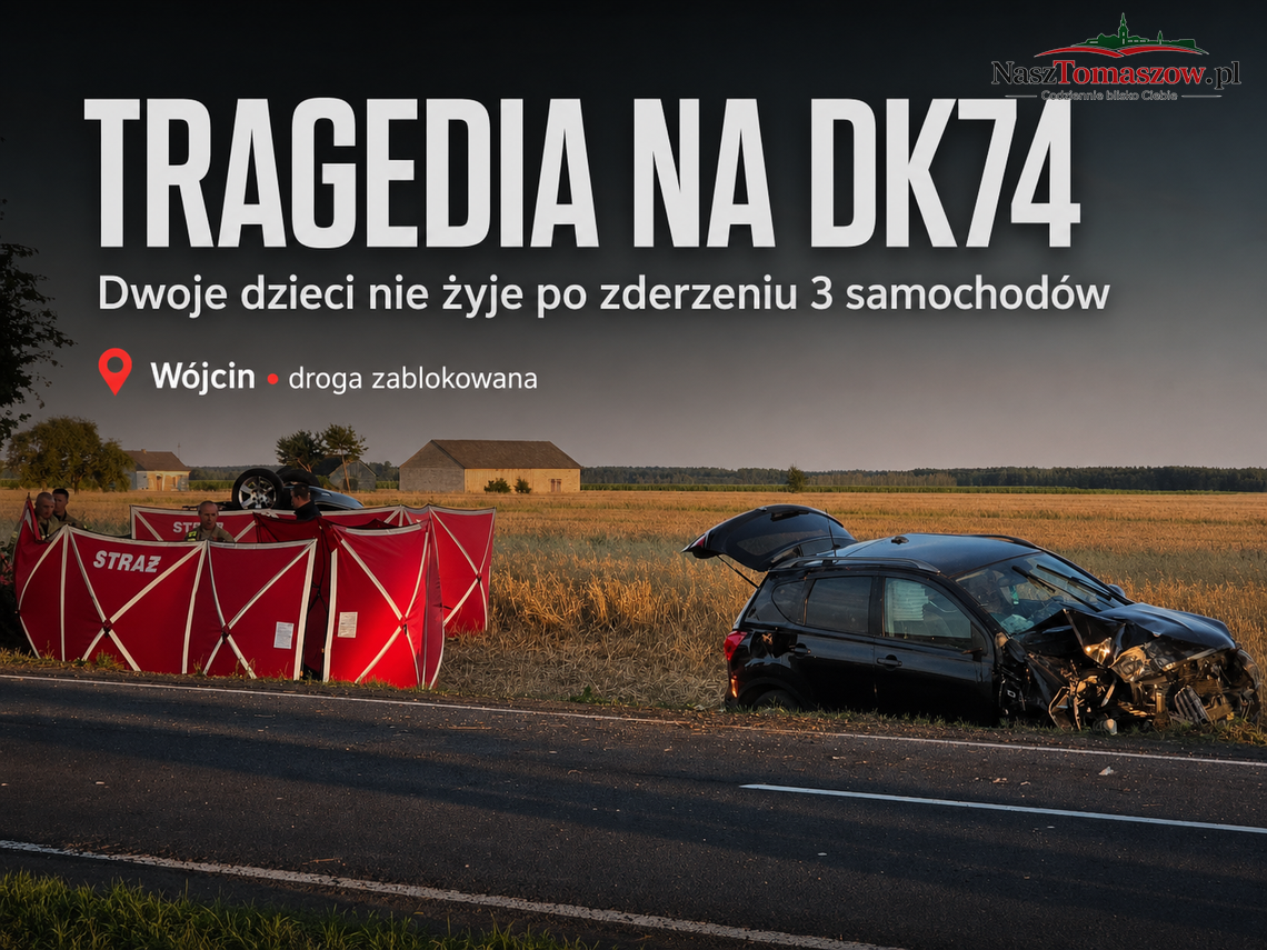 Tragiczny wypadek na DK74. Nie żyje dwoje dzieci, pięć osób zostało rannych