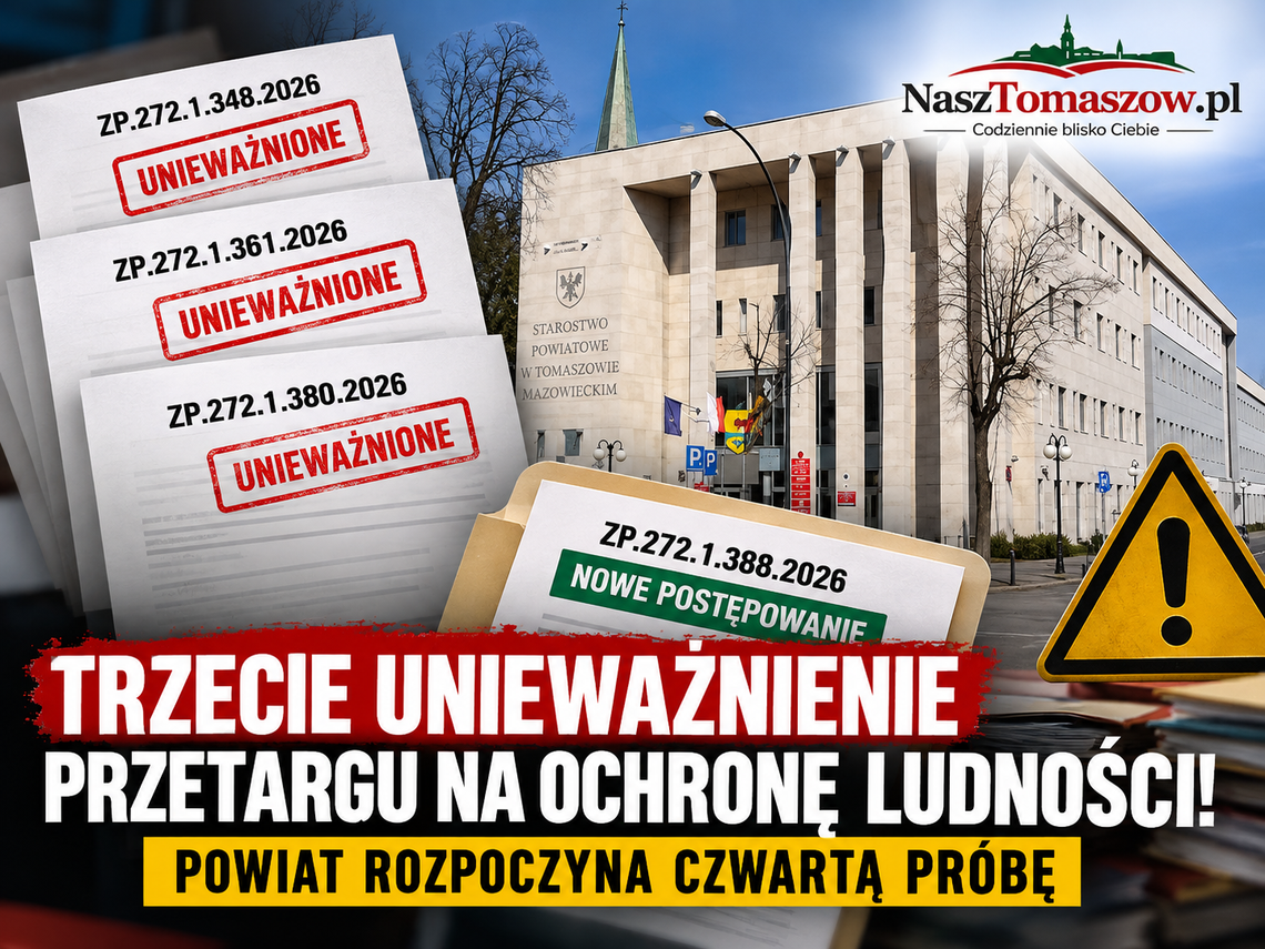 Trzecie unieważnienie przetargu na ochronę ludności! Powiat rozpoczyna czwartą próbę. Czy zdąży wykorzystać pieniądze? Trzecie unieważnienie przetargu na ochronę ludności! Powiat rozpoczyna czwartą próbę. Czy zdąży wykorzystać pieniądze?