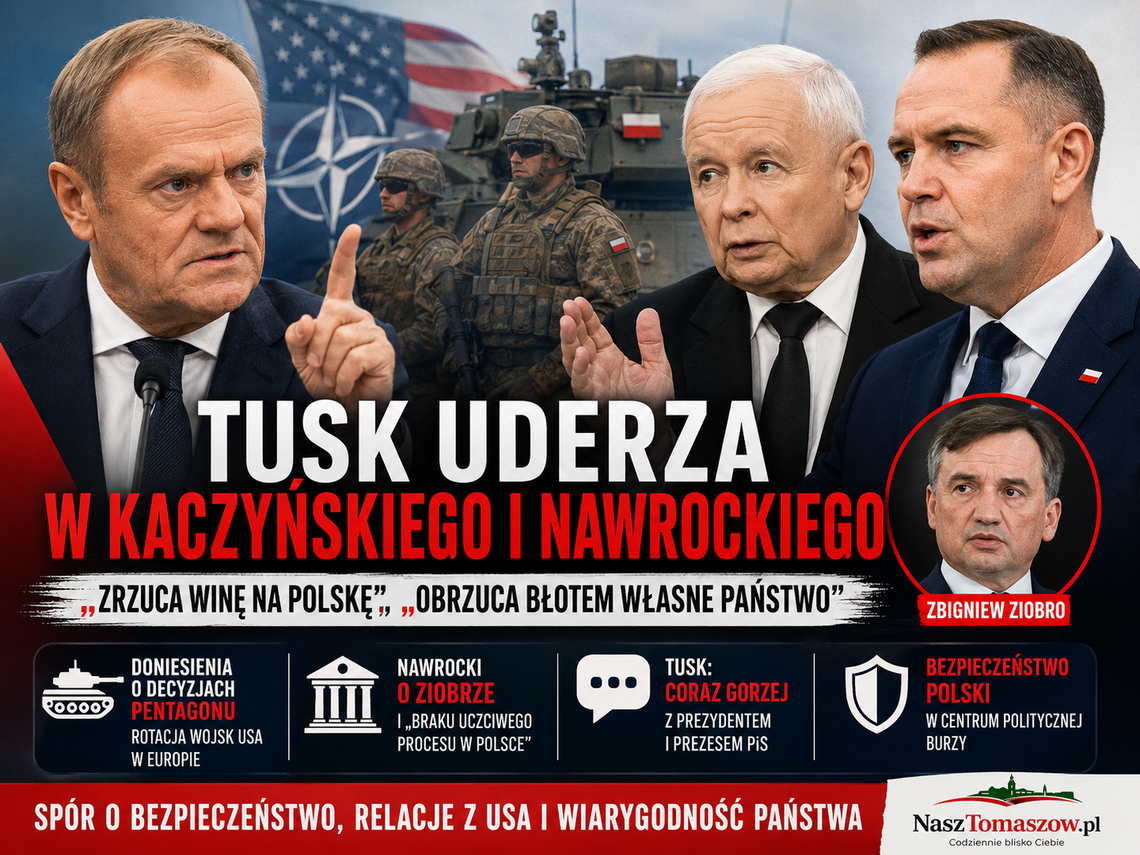 Tusk uderza w Kaczyńskiego i Nawrockiego. W tle amerykańscy żołnierze, Ziobro i spór o to, kto szkodzi Polsce