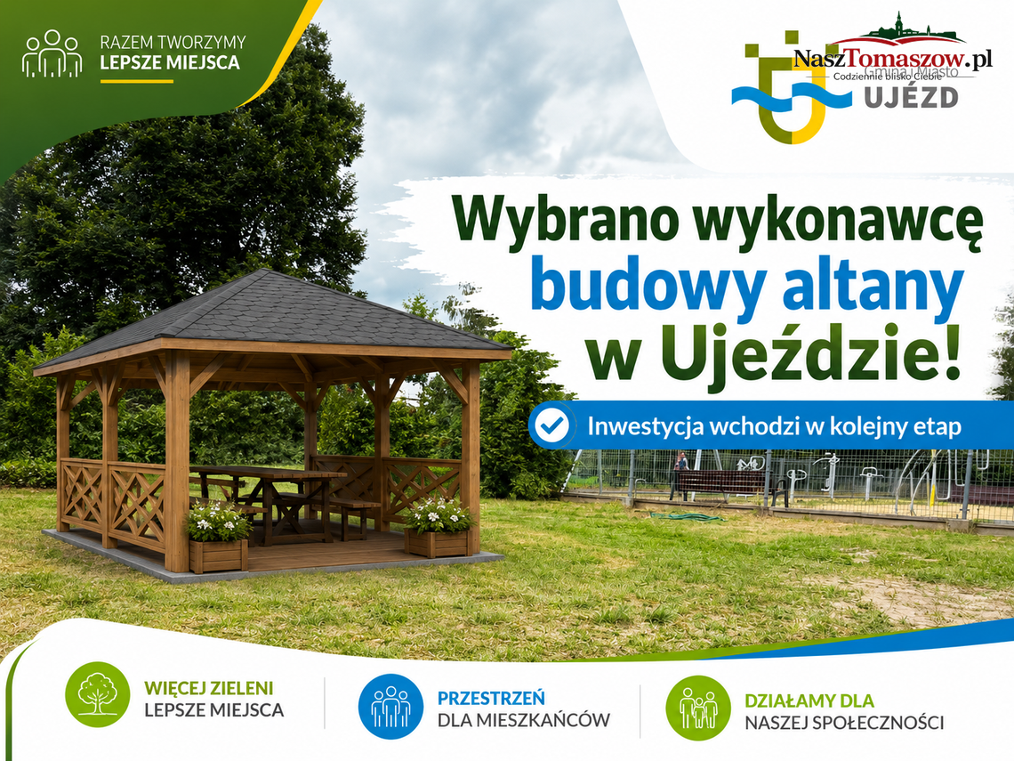Ujazd wybrał wykonawcę altany. Inwestycja na działce rekreacyjno-sportowej ruszy po podpisaniu umowy