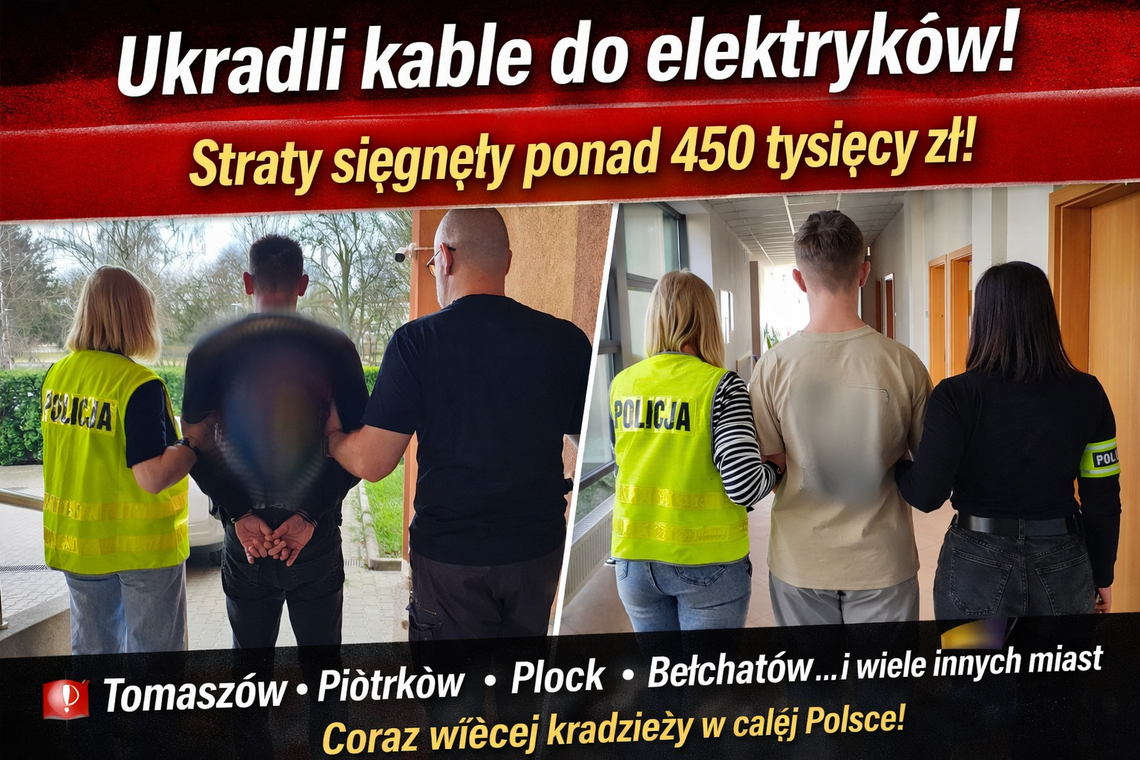 Ukradli przewody do ładowania elektryków. Straty sięgnęły ponad 450 tys. zł