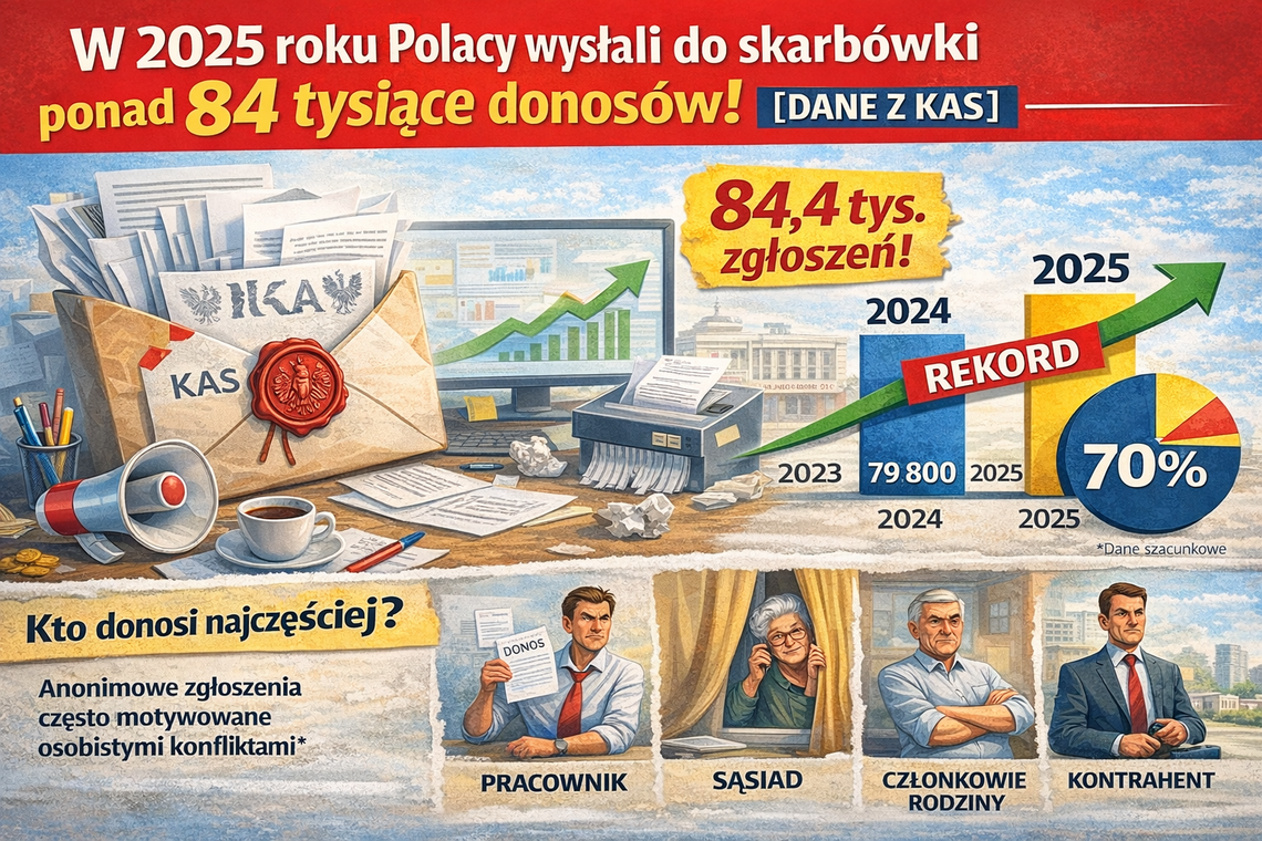 W 2025 roku Polacy wysłali do skarbówki ponad 84 tys. donosów [DANE Z KAS]