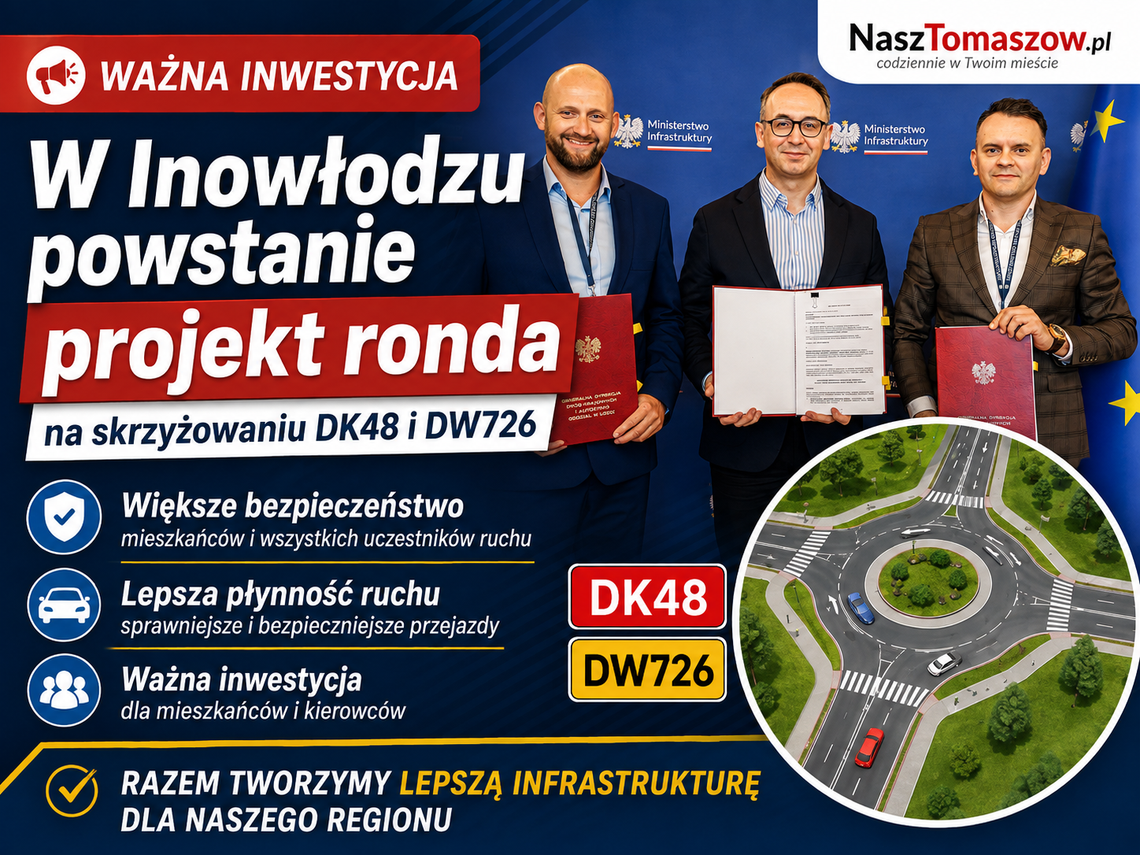 W Inowłodzu powstanie projekt ronda na skrzyżowaniu DK48 i DW726