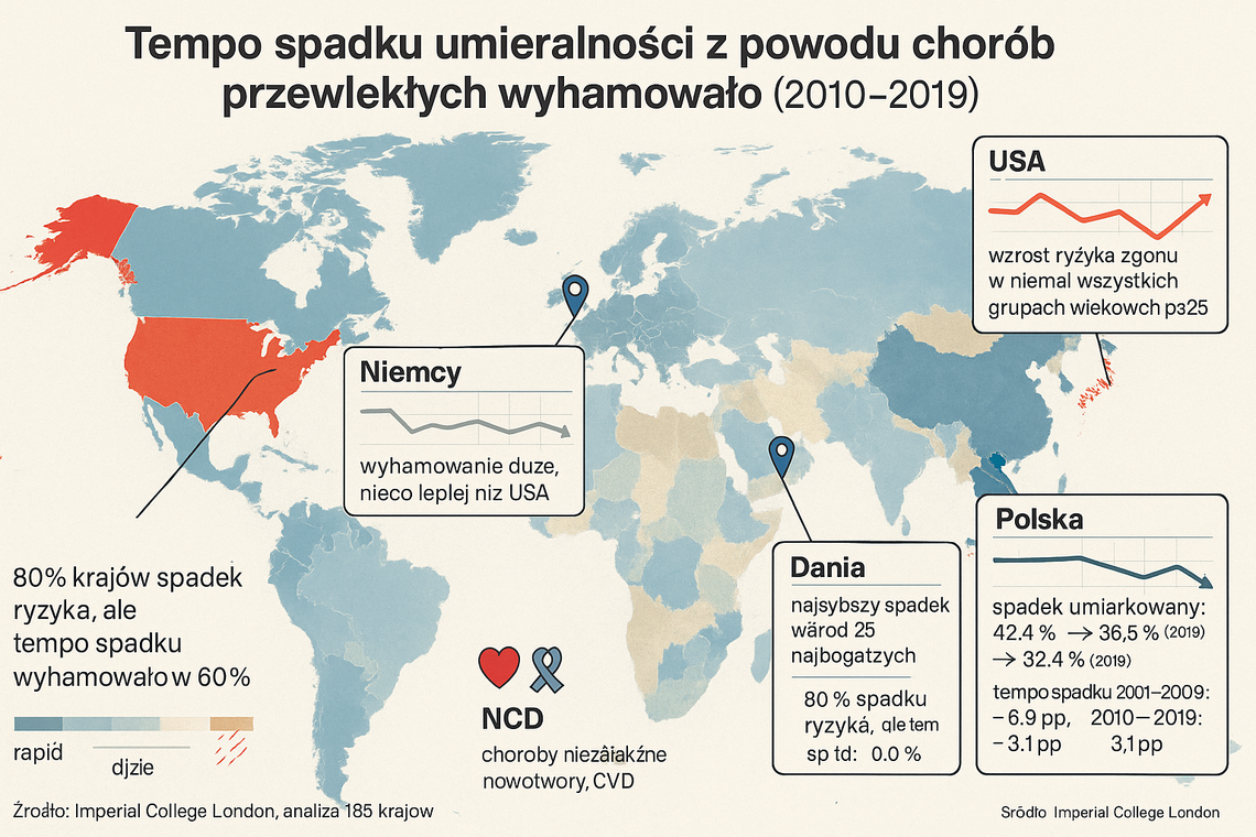 W ostatniej dekadzie wyhamowało tempo spadku umieralności z powodu chorób przewlekłych