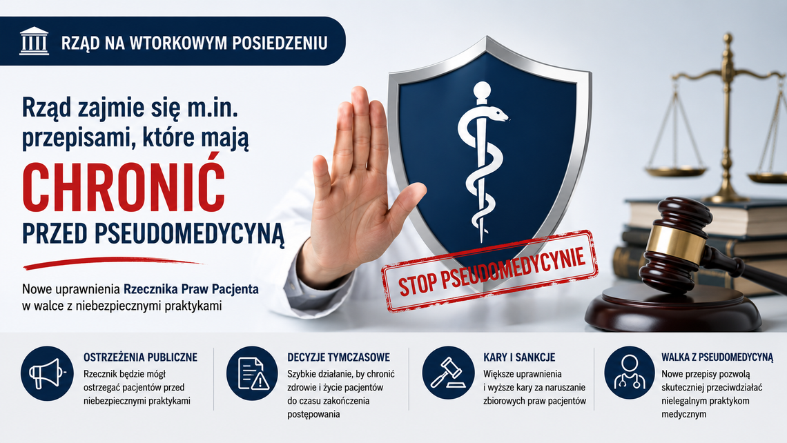 We wtorek rząd zajmie się m.in. przepisami, które mają chronić przed pseudomedycyną