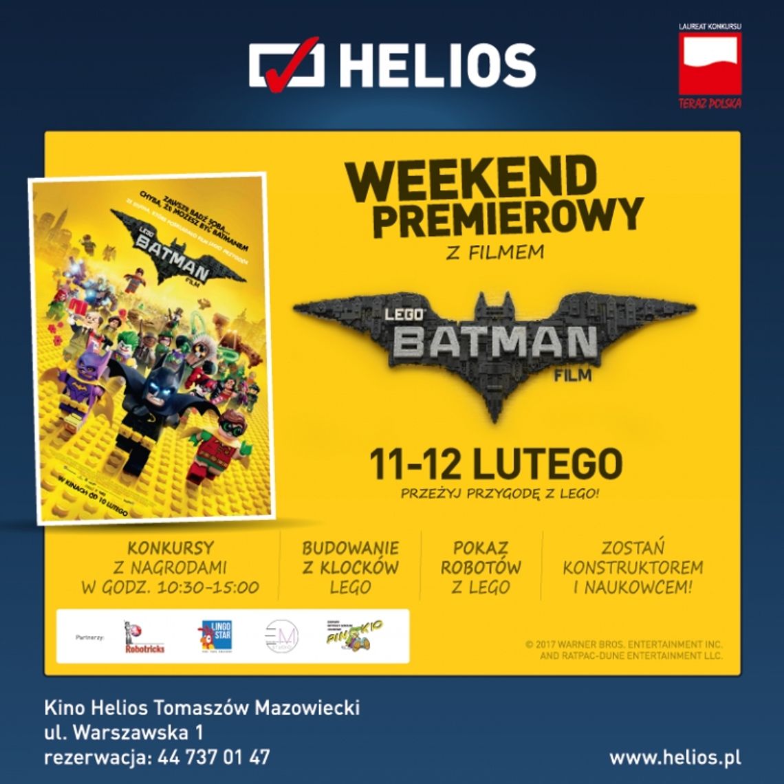 Weekend premierowy 11 i 12 lutego z LEGO Batman w kinie HELIOS Tomaszów!