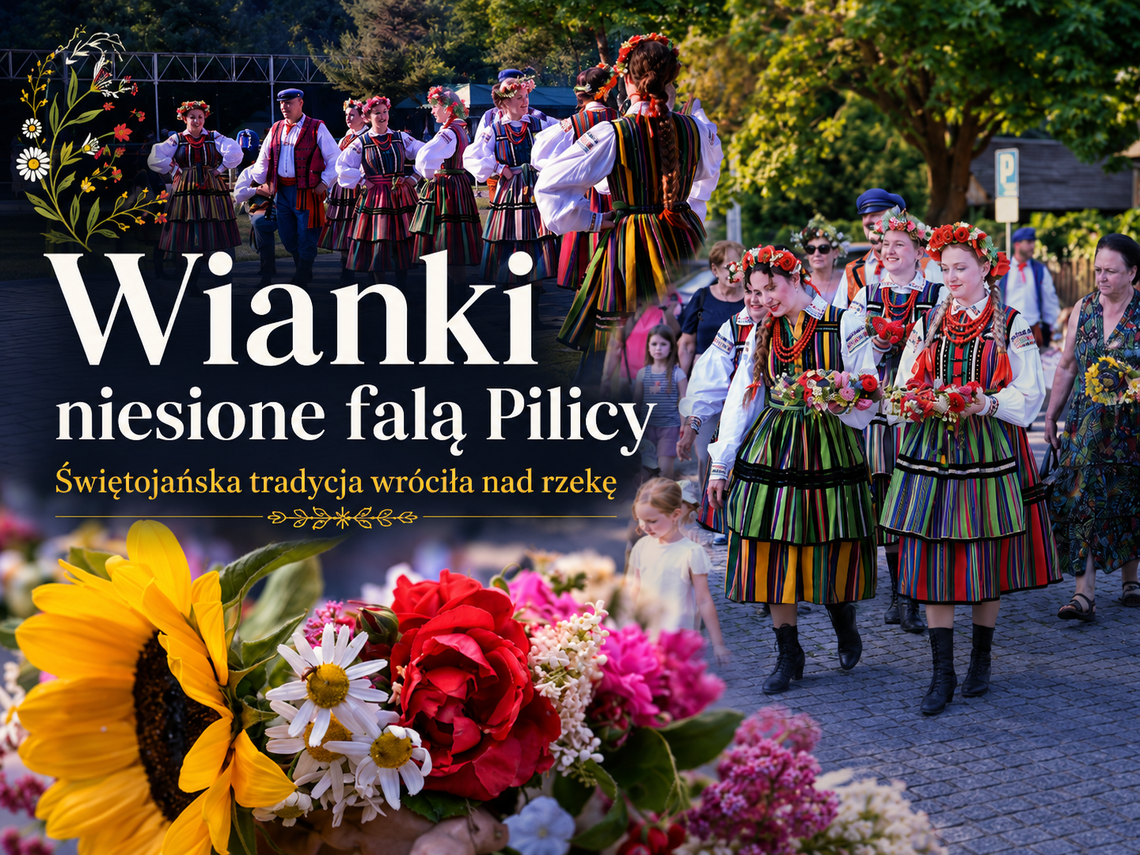 Wianki niesione falą Pilicy. Świętojańska tradycja wróciła nad rzekę Wianki niesione falą Pilicy. Świętojańska tradycja wróciła nad rzekę