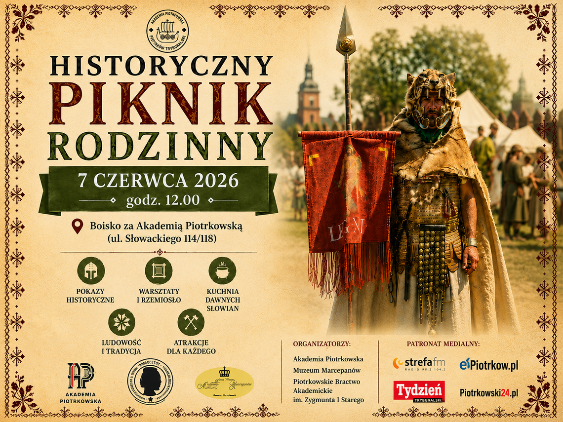 Wikingowie, gladiatorzy i podpłomyki. Historyczny piknik rodzinny przy Akademii Piotrkowskiej Wikingowie, gladiatorzy i podpłomyki. Historyczny piknik rodzinny przy Akademii Piotrkowskiej