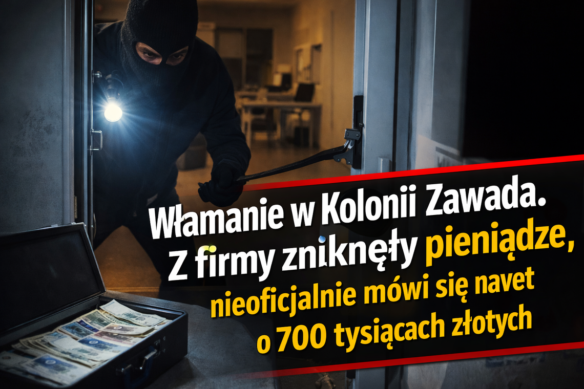 Włamanie w Kolonii Zawada. Zniknęły pieniądze, nieoficjalnie mówi się nawet o 700 tysiącach złotych
