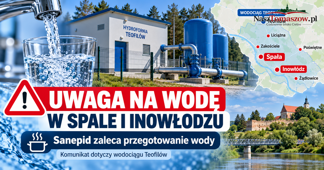 Woda w Spale i Inowłodzu tylko po przegotowaniu. Sanepid ostrzega mieszkańców i turystów Woda w Spale i Inowłodzu tylko po przegotowaniu. Sanepid ostrzega mieszkańców i turystów