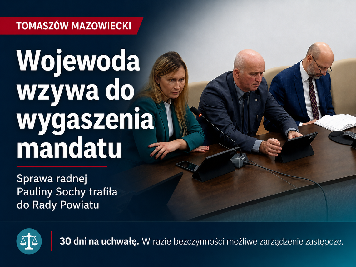 Wojewoda wzywa Radę Powiatu do wygaszenia mandatu Pauliny Sochy. Spór o pracę w TCZ, konflikt interesów i przepisy antykorupcyjne Wojewoda wzywa Radę Powiatu do wygaszenia mandatu Pauliny Sochy. Spór o pracę w TCZ, konflikt interesów i przepisy antykorupcyjne