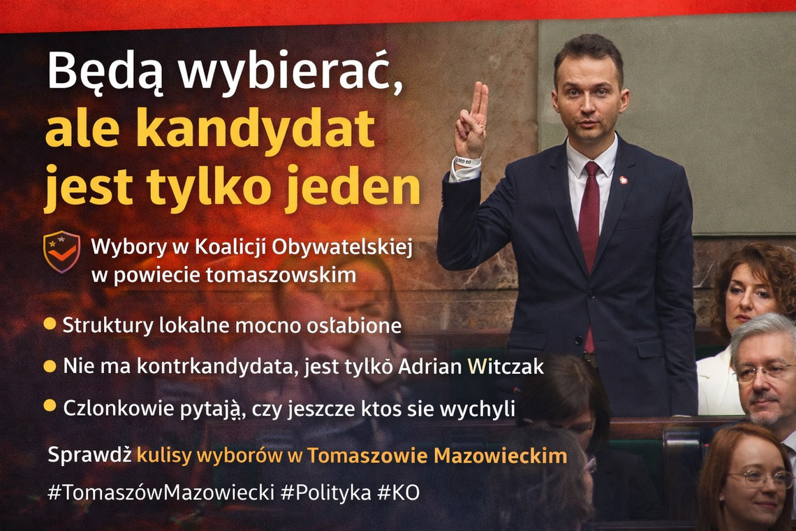 Wybory w KO. W kraju bez zmian, a w powiecie tomaszowskim… jeden kandydat i wiele pytań