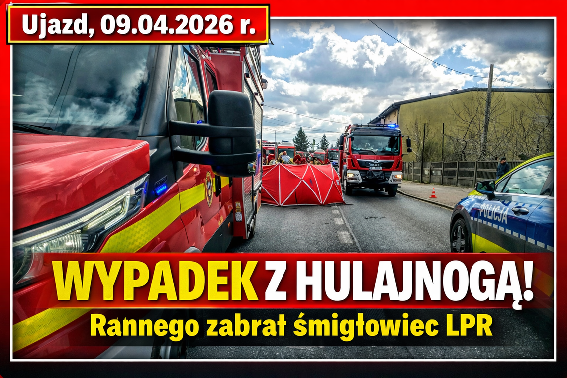Wypadek z udziałem hulajnogi w Ujeździe. Interweniował śmigłowiec LPR