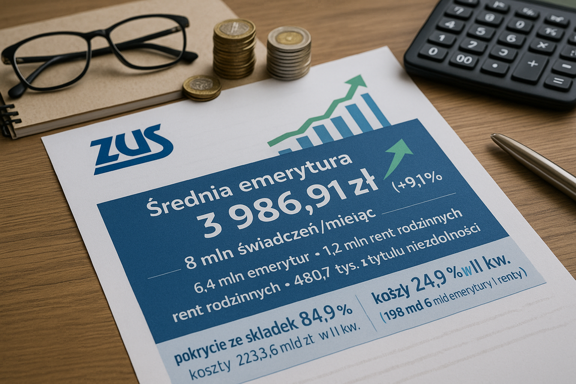 Wzrasta średnia emerytura wypłacana przez ZUS