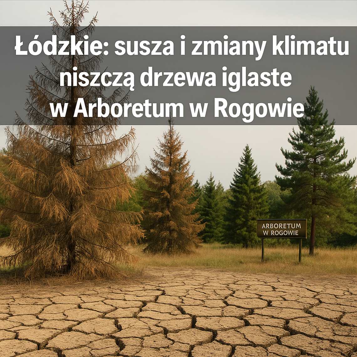 Z powodu zmiany klimatu i suszy zamierają drzewa iglaste w Arboretum w Rogowie.