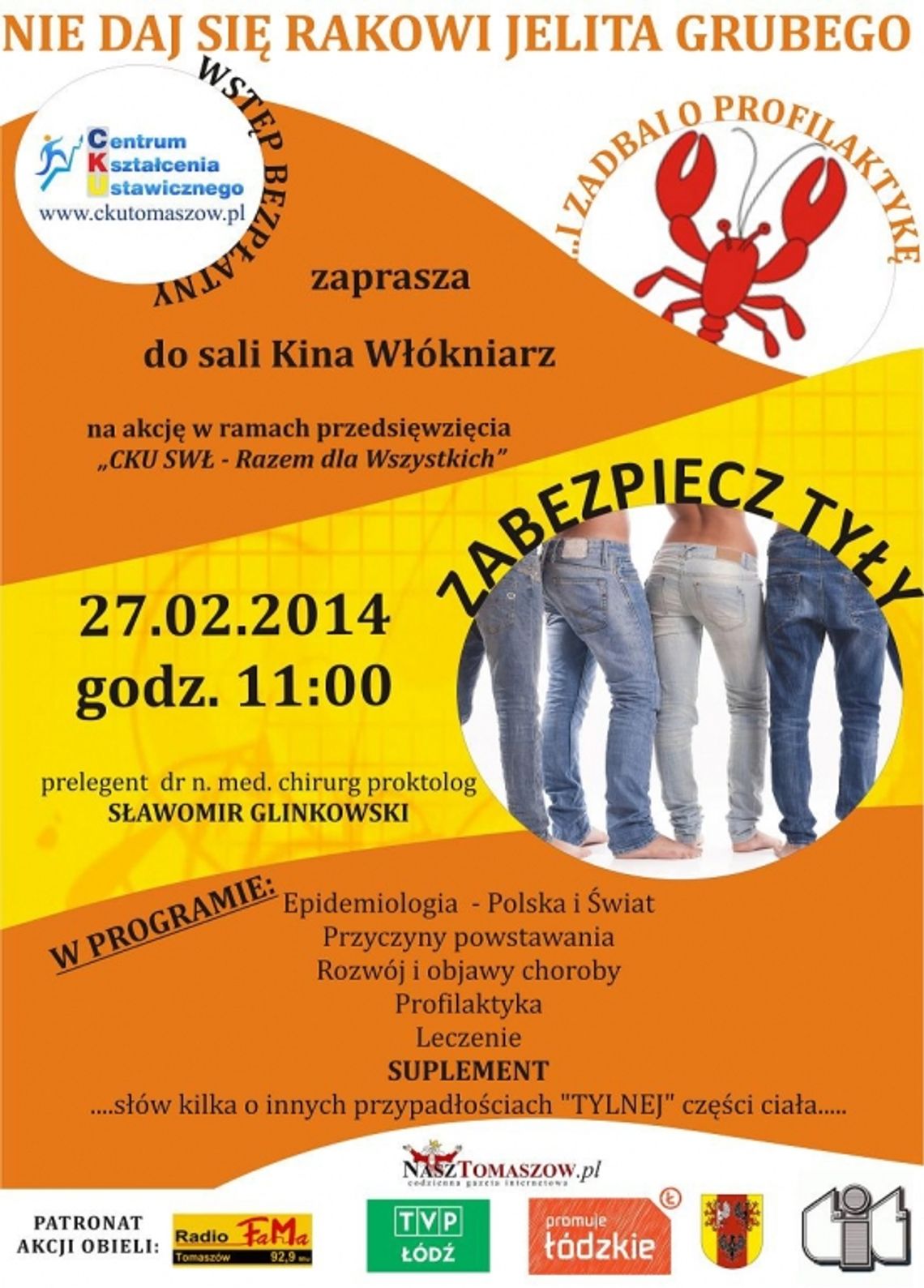 „ZABEZPIECZ TYŁY – rak jelita grubego”, kolejna akcja CKU SWŁ w ramach przedsięwzięcia „CKU SWŁ - Razem dla Wszystkich!