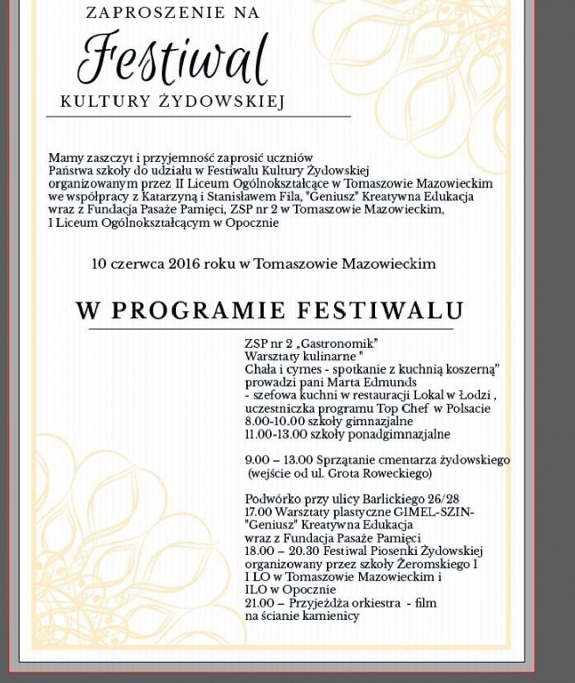 Zapraszamy na Festiwal Kultury Żydowskiej