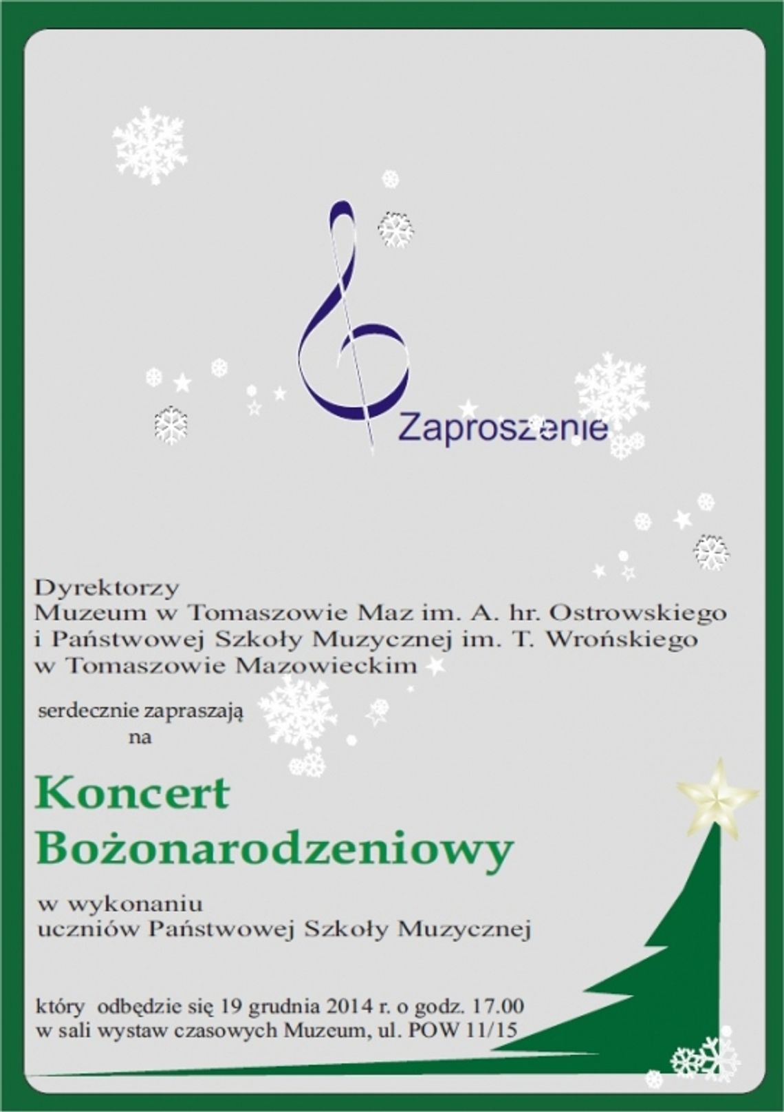 Zapraszamy na koncert Bożonarodzeniowy