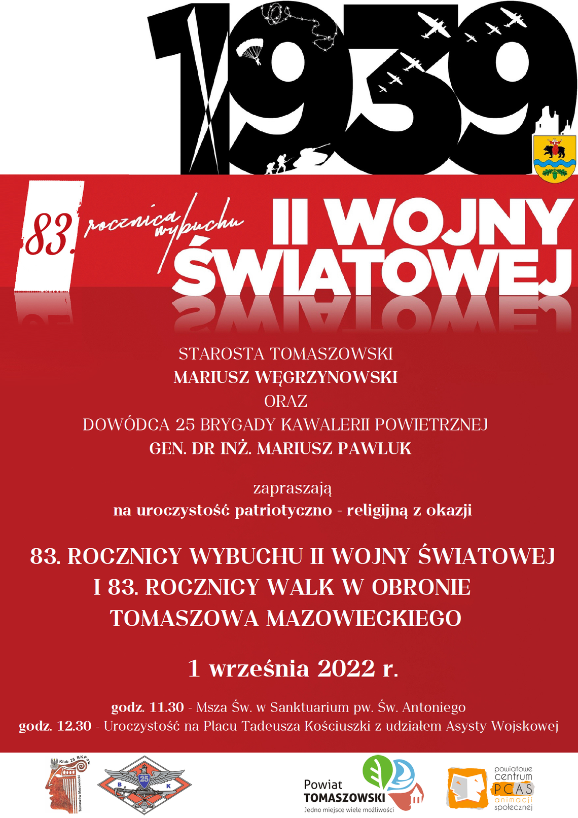 Zapraszamy na obchody 83. rocznicy wybuchu II wojny światowej