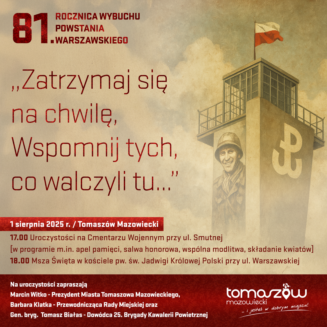 Zapraszamy na uroczystość 81. Rocznicy Wybuchu Powstania Warszawskiego