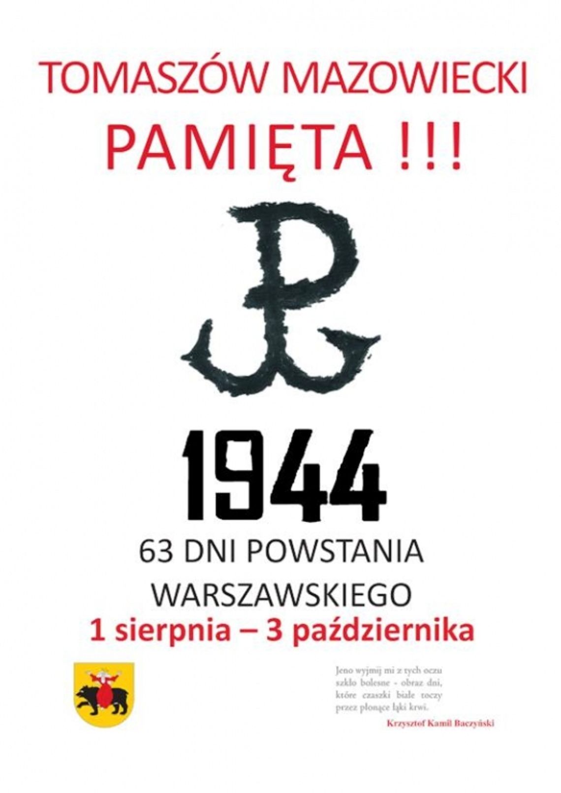 Zapraszamy na uroczystości w rocznicę wybuchu Powstania Warszawskiego