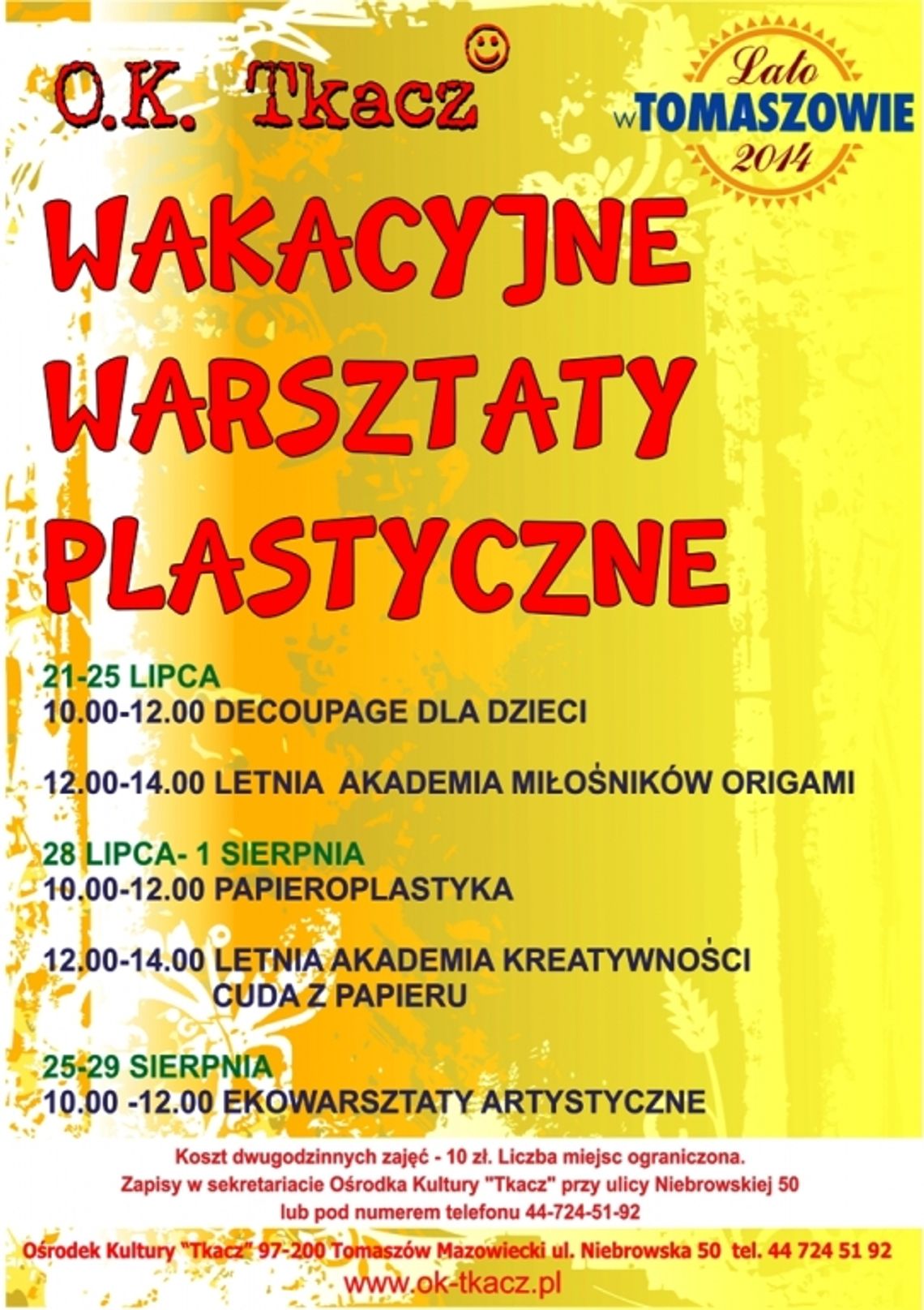 Zapraszamy na &quot;Wakacyjne warsztaty plastyczne&quot;