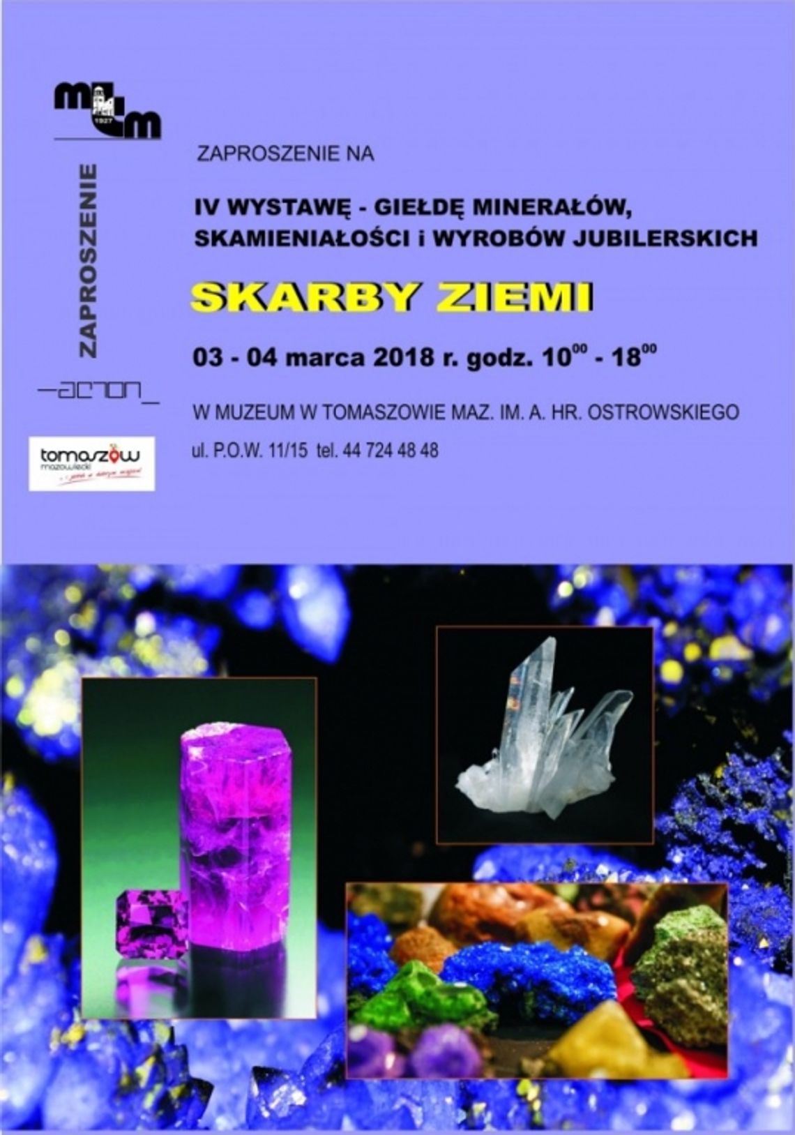 Zapraszamy na wstawę - giełdę minerałów, skamieniałości i wyrobów jubilerskich