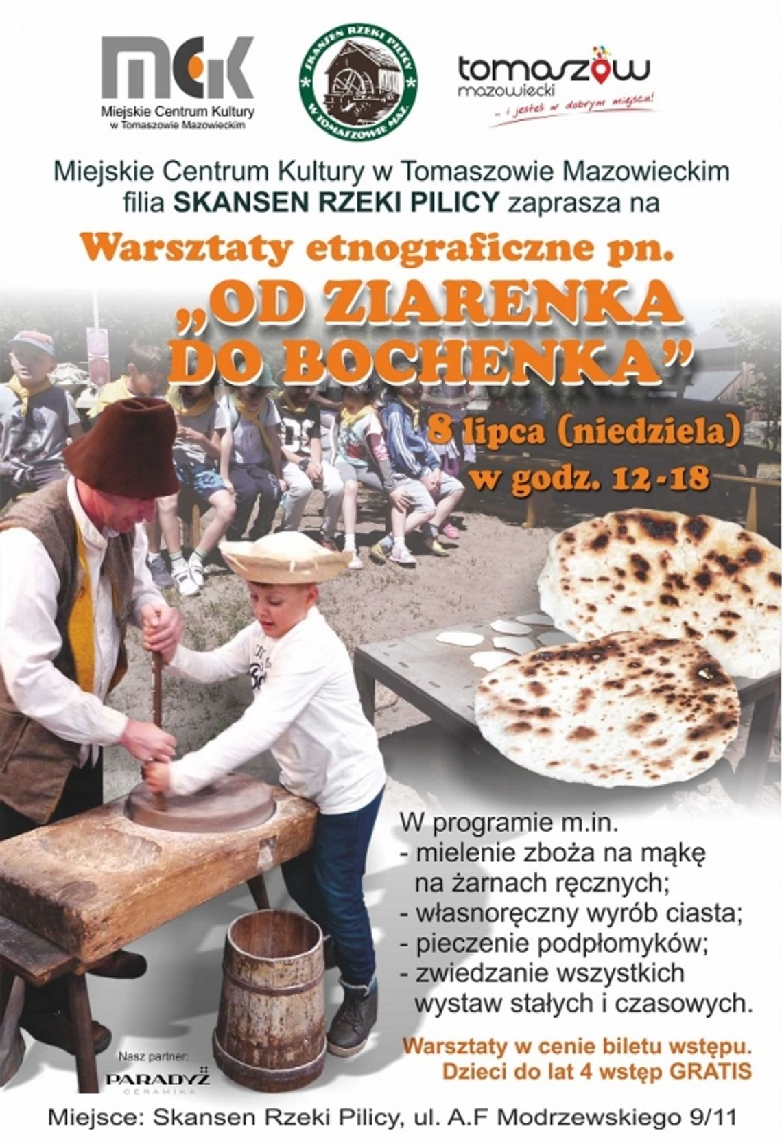 Zaproszenie do Skansenu Rzeki Pilicy na warsztaty etnograficzne „Od ziarenka do bochenka”